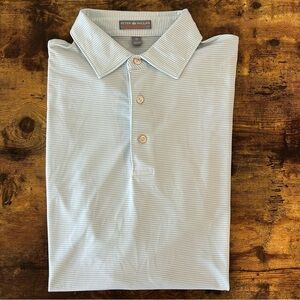 Peter Millar Sky Blue Striped Polo Shirt Summer Comfort